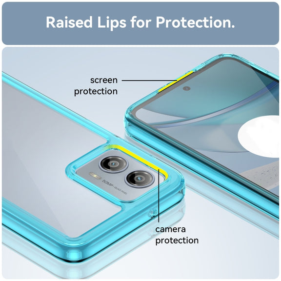 For Motorola Moto G53 5G Colorful Series Acrylic Hybrid TPU Phone Case(Transparent Blue)