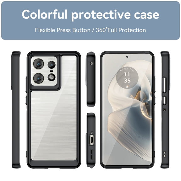 For Motorola Moto Edge 50 Pro Colorful Series Acrylic Hybrid TPU Phone Case(Black)