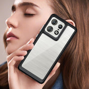 For Motorola Moto Edge 50 Pro Colorful Series Acrylic Hybrid TPU Phone Case(Black)
