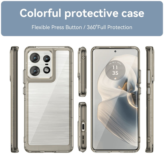 For Motorola Moto Edge 50 Pro Colorful Series Acrylic Hybrid TPU Phone Case(Transparent Grey)
