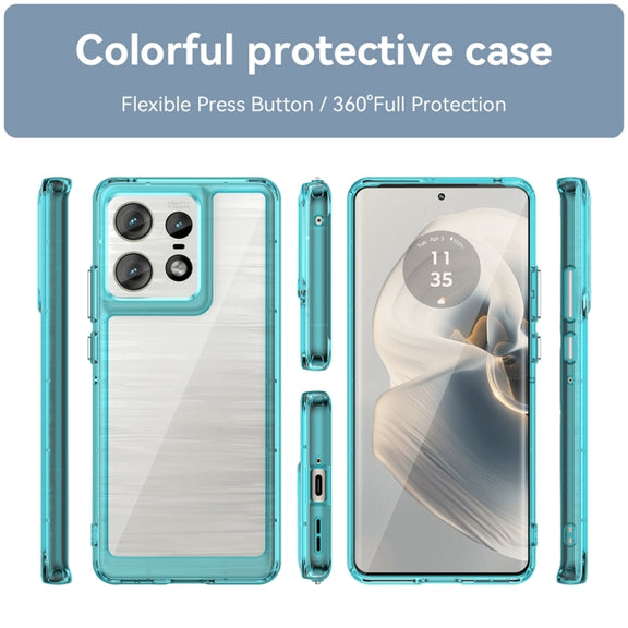 For Motorola Moto Edge 50 Pro Colorful Series Acrylic Hybrid TPU Phone Case(Transparent Blue)