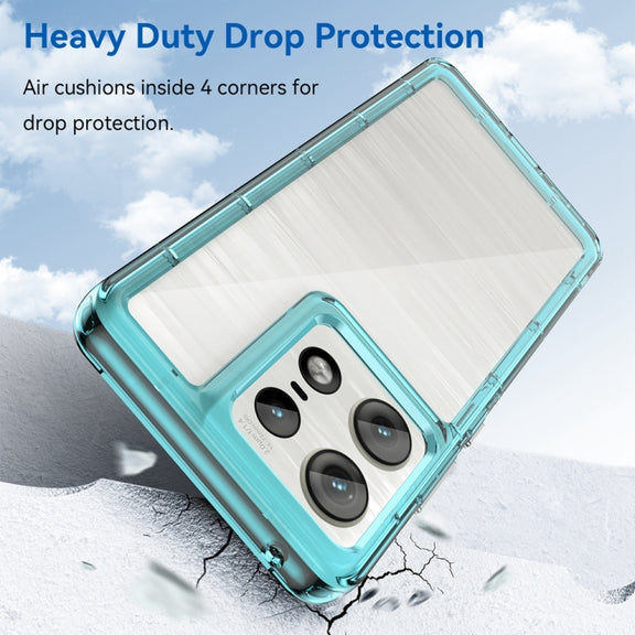 For Motorola Moto Edge 50 Pro Colorful Series Acrylic Hybrid TPU Phone Case(Transparent Blue)