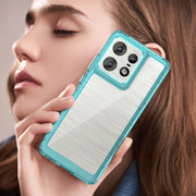 For Motorola Moto Edge 50 Pro Colorful Series Acrylic Hybrid TPU Phone Case(Transparent Blue)