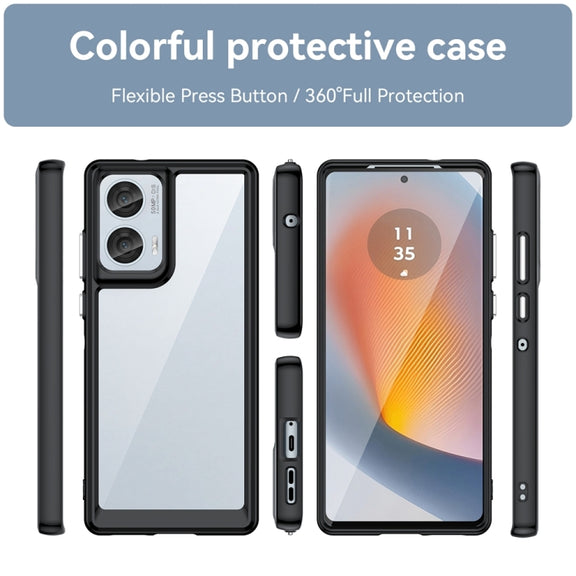 For Motorola Moto Edge 50 Fusion Colorful Series Acrylic Hybrid TPU Phone Case(Black)