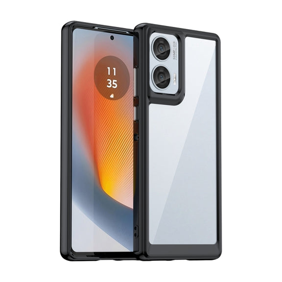 For Motorola Moto Edge 50 Fusion Colorful Series Acrylic Hybrid TPU Phone Case(Black)