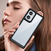 For Motorola Moto Edge 50 Fusion Colorful Series Acrylic Hybrid TPU Phone Case(Black)