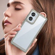 For Motorola Moto Edge 50 Fusion Colorful Series Acrylic Hybrid TPU Phone Case(Transparent Grey)