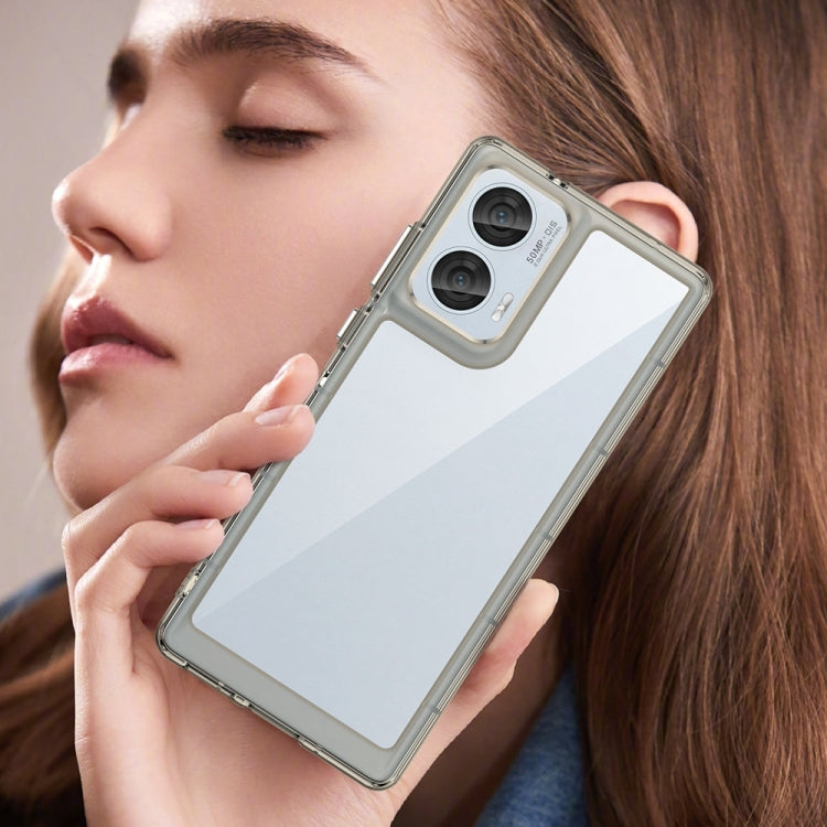 For Motorola Moto Edge 50 Fusion Colorful Series Acrylic Hybrid TPU Phone Case(Transparent Grey)