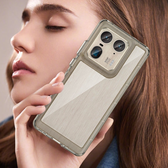 For Motorola Edge 50 Ultra Global Colorful Series Acrylic Hybrid TPU Phone Case(Transparent Grey)