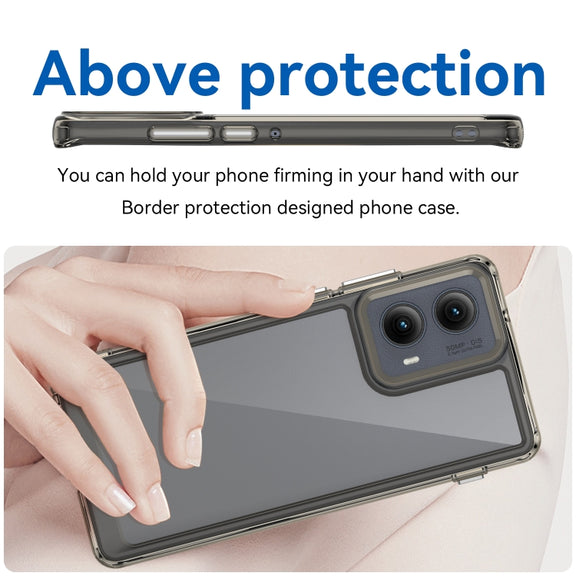 For Motorola Edge 2024 Colorful Series Acrylic Hybrid TPU Phone Case(Transparent Grey)