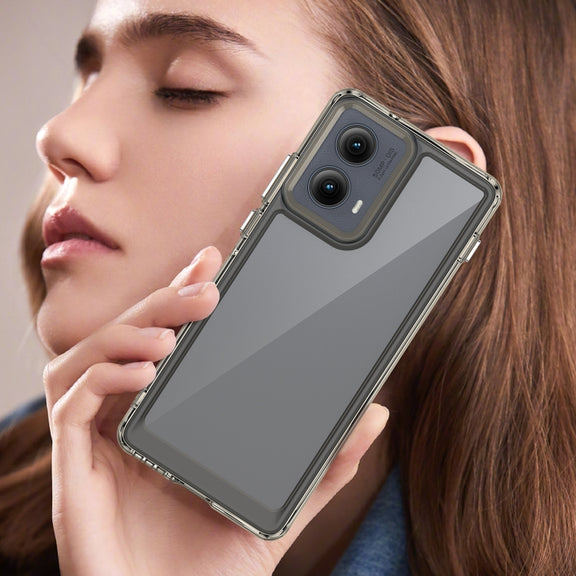 For Motorola Edge 2024 Colorful Series Acrylic Hybrid TPU Phone Case(Transparent Grey)