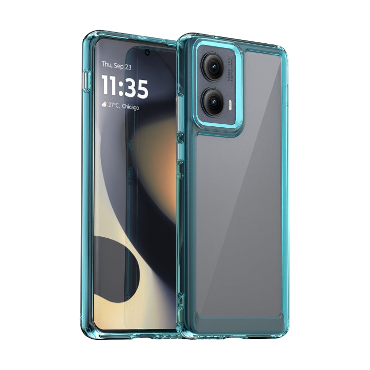 For Motorola Edge 2024 Colorful Series Acrylic Hybrid TPU Phone Case(Transparent Blue) - Motorola Cases by PMC Jewellery | Online Shopping South Africa | PMC Jewellery | Buy Now Pay Later Mobicred
