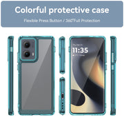 For Motorola Edge 2024 Colorful Series Acrylic Hybrid TPU Phone Case(Transparent Blue)