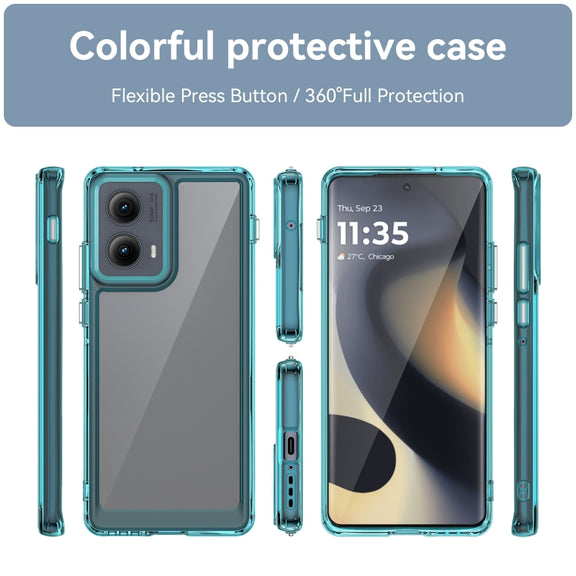 For Motorola Edge 2024 Colorful Series Acrylic Hybrid TPU Phone Case(Transparent Blue)