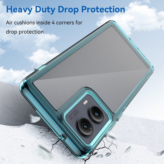 For Motorola Edge 2024 Colorful Series Acrylic Hybrid TPU Phone Case(Transparent Blue)