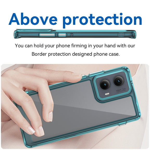 For Motorola Edge 2024 Colorful Series Acrylic Hybrid TPU Phone Case(Transparent Blue)