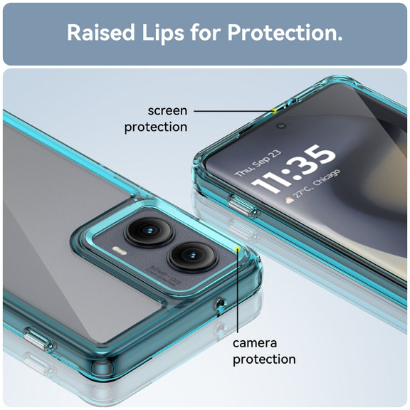 For Motorola Edge 2024 Colorful Series Acrylic Hybrid TPU Phone Case(Transparent Blue)