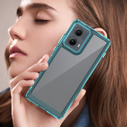 For Motorola Edge 2024 Colorful Series Acrylic Hybrid TPU Phone Case(Transparent Blue)
