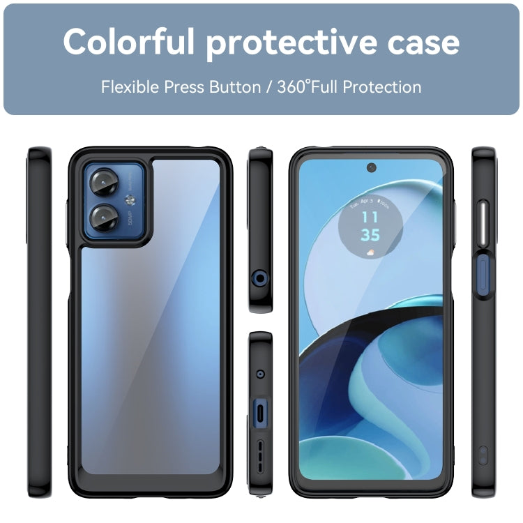 For Motorola Moto G14 Colorful Series Acrylic Hybrid TPU Phone Case(Black)