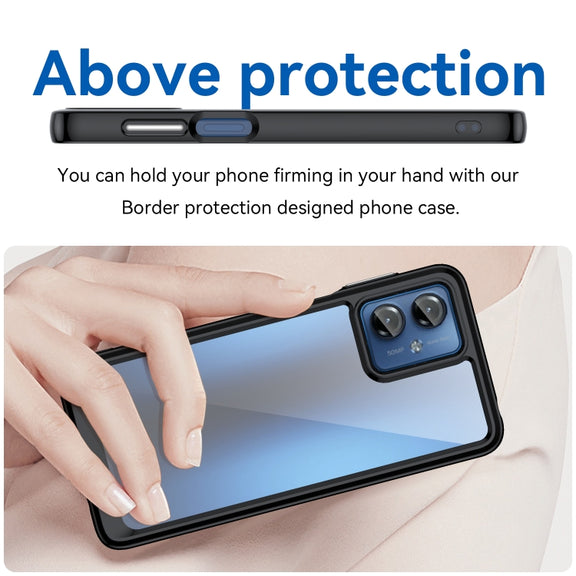 For Motorola Moto G14 Colorful Series Acrylic Hybrid TPU Phone Case(Black)