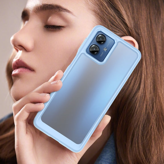 For Motorola Moto G14 Colorful Series Acrylic Hybrid TPU Phone Case(Blue)