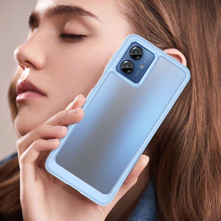 For Motorola Moto G14 Colorful Series Acrylic Hybrid TPU Phone Case(Blue)