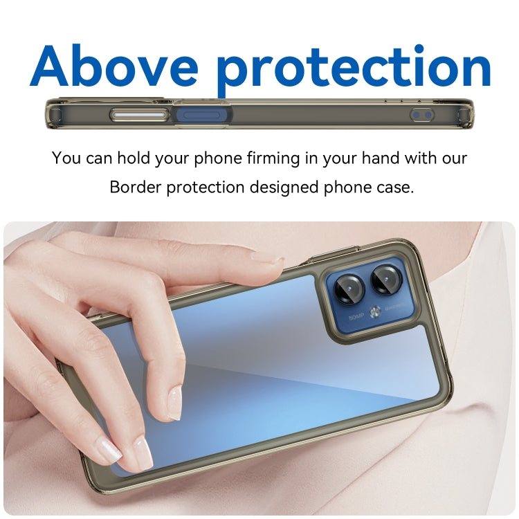 For Motorola Moto G14 Colorful Series Acrylic Hybrid TPU Phone Case(Transparent Grey)