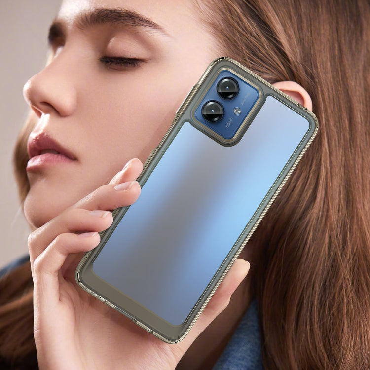 For Motorola Moto G14 Colorful Series Acrylic Hybrid TPU Phone Case(Transparent Grey)