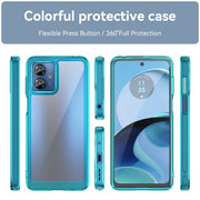 For Motorola Moto G14 Colorful Series Acrylic Hybrid TPU Phone Case(Transparent Blue)