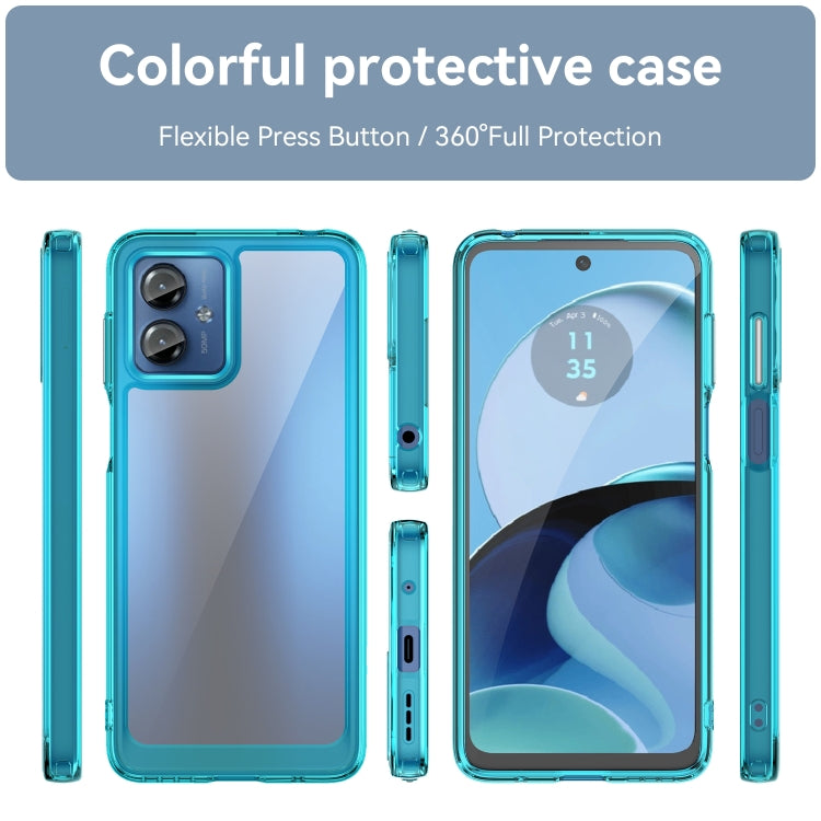 For Motorola Moto G14 Colorful Series Acrylic Hybrid TPU Phone Case(Transparent Blue)
