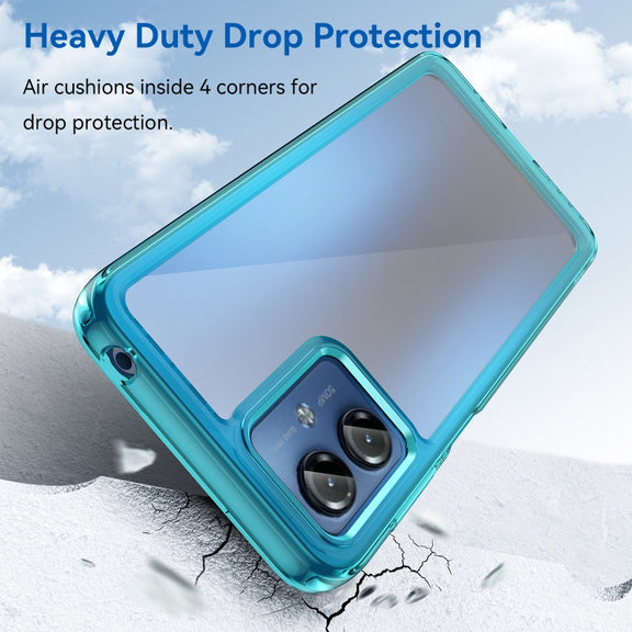 For Motorola Moto G14 Colorful Series Acrylic Hybrid TPU Phone Case(Transparent Blue)
