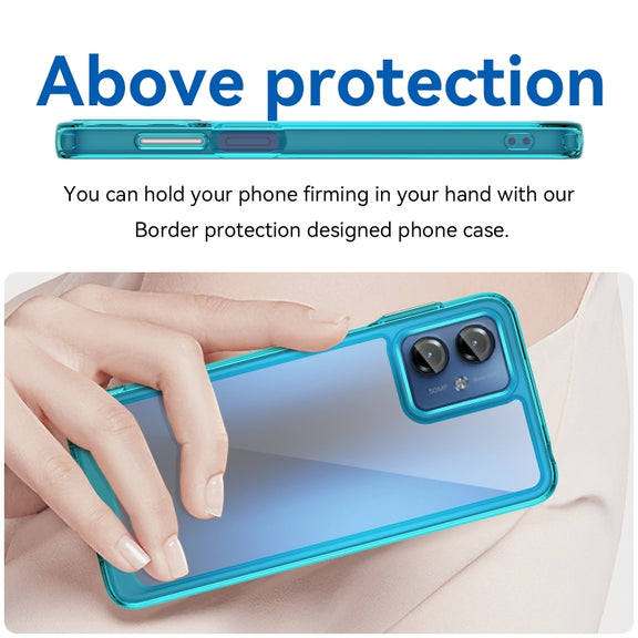 For Motorola Moto G14 Colorful Series Acrylic Hybrid TPU Phone Case(Transparent Blue)