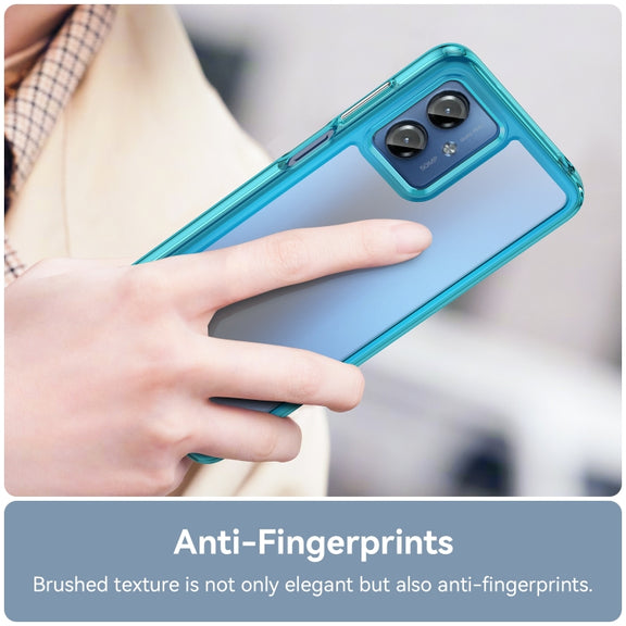 For Motorola Moto G14 Colorful Series Acrylic Hybrid TPU Phone Case(Transparent Blue)