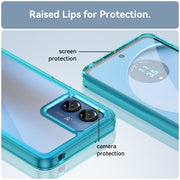 For Motorola Moto G14 Colorful Series Acrylic Hybrid TPU Phone Case(Transparent Blue)
