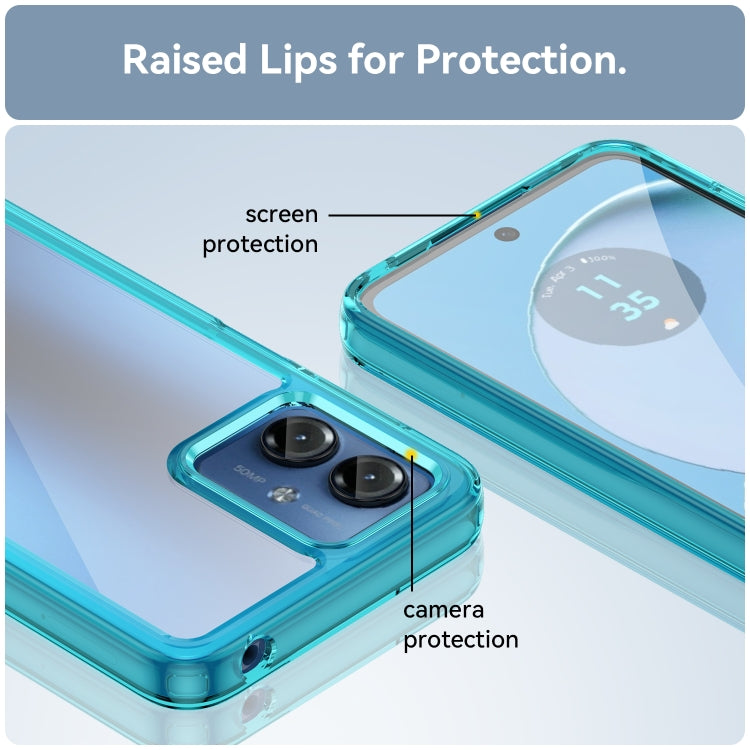For Motorola Moto G14 Colorful Series Acrylic Hybrid TPU Phone Case(Transparent Blue)