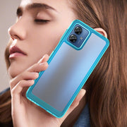 For Motorola Moto G14 Colorful Series Acrylic Hybrid TPU Phone Case(Transparent Blue)