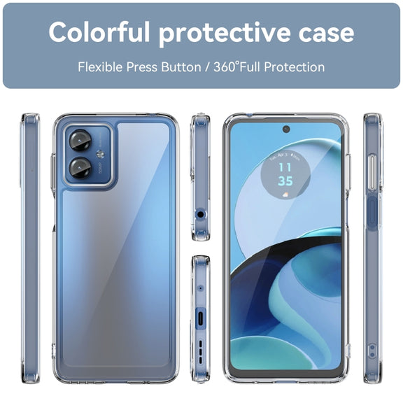 For Motorola Moto G14 Colorful Series Acrylic Hybrid TPU Phone Case(Transparent)