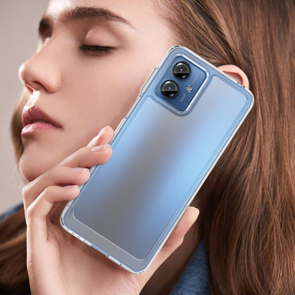For Motorola Moto G14 Colorful Series Acrylic Hybrid TPU Phone Case(Transparent)
