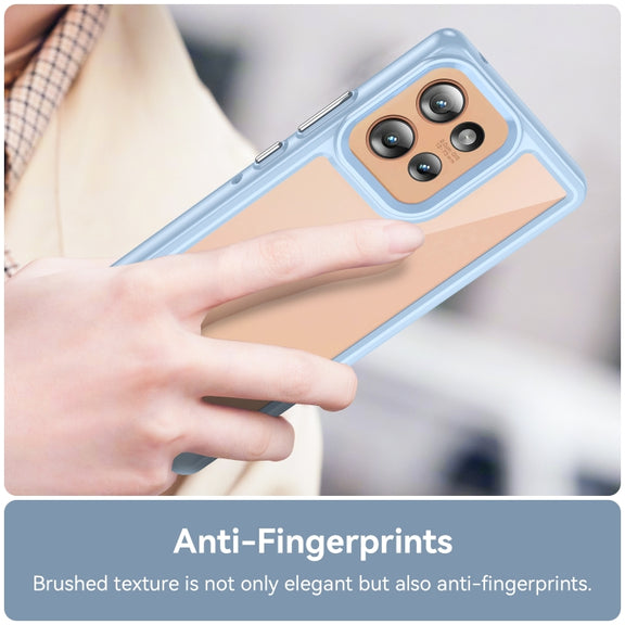 For Motorola Edge 50 Colorful Series Acrylic Hybrid TPU Phone Case(Blue)