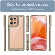 For Motorola Edge 50 Colorful Series Acrylic Hybrid TPU Phone Case(Transparent Grey)
