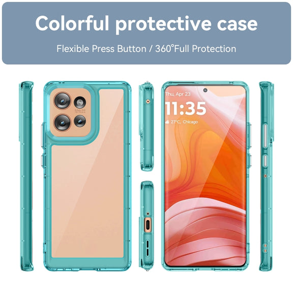For Motorola Edge 50 Colorful Series Acrylic Hybrid TPU Phone Case(Transparent Blue)