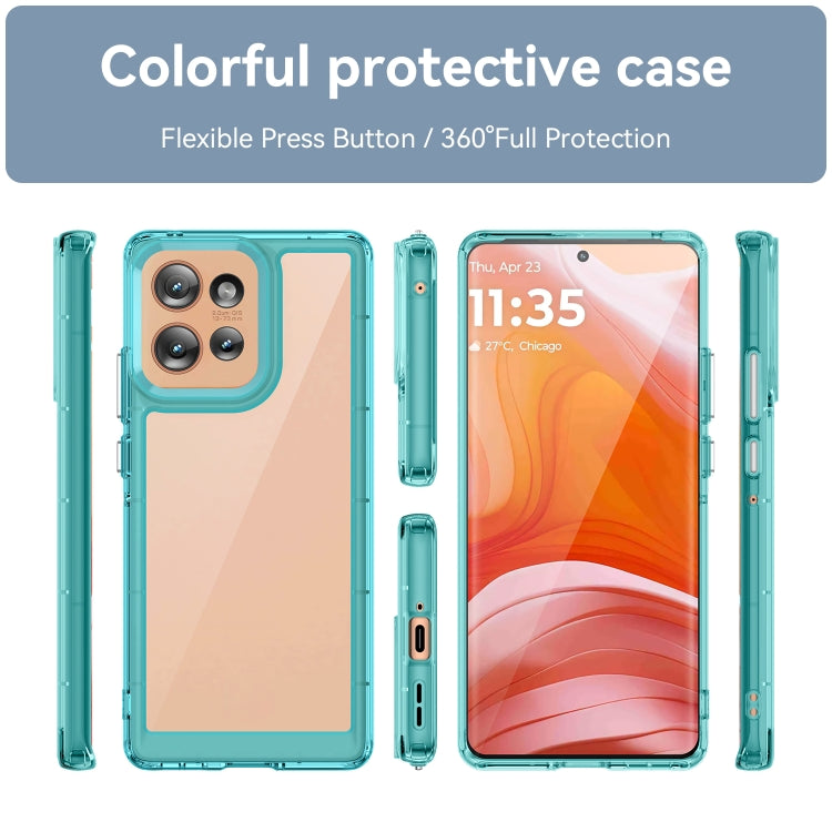 For Motorola Edge 50 Colorful Series Acrylic Hybrid TPU Phone Case(Transparent Blue)
