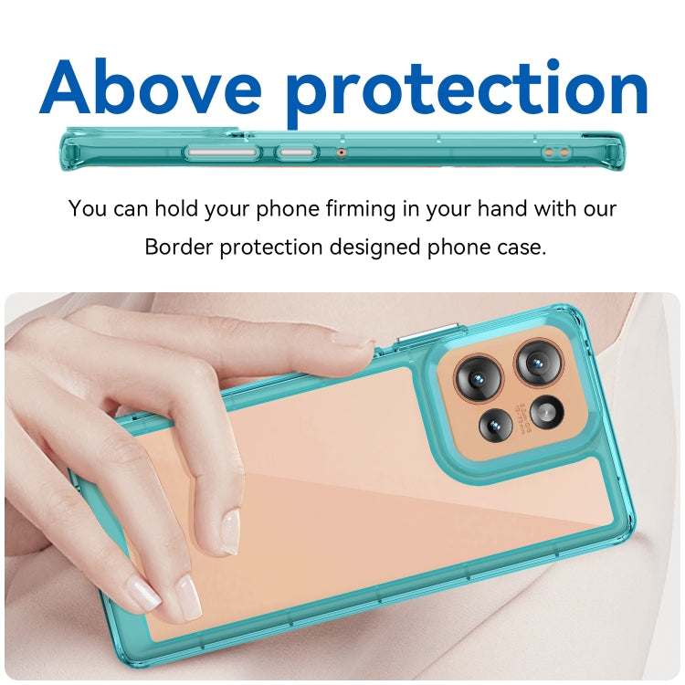 For Motorola Edge 50 Colorful Series Acrylic Hybrid TPU Phone Case(Transparent Blue)