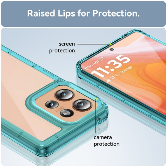 For Motorola Edge 50 Colorful Series Acrylic Hybrid TPU Phone Case(Transparent Blue)