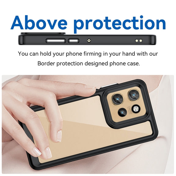 For Motorola Edge 50 Neo Colorful Series Acrylic Hybrid TPU Phone Case(Black)