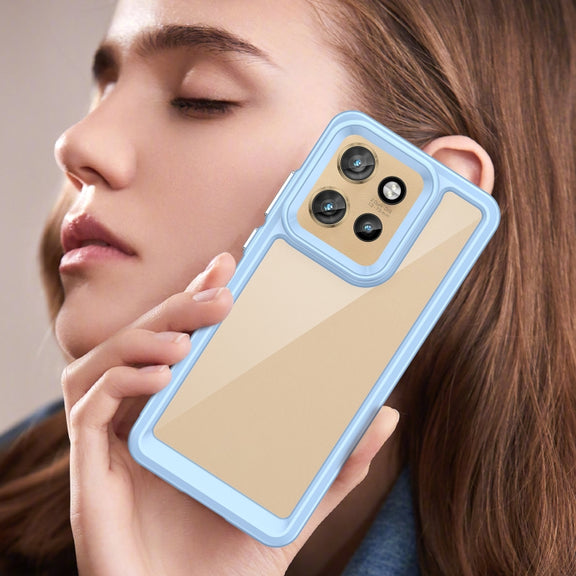 For Motorola Edge 50 Neo Colorful Series Acrylic Hybrid TPU Phone Case(Blue)