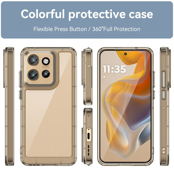 For Motorola Edge 50 Neo Colorful Series Acrylic Hybrid TPU Phone Case(Transparent Grey)