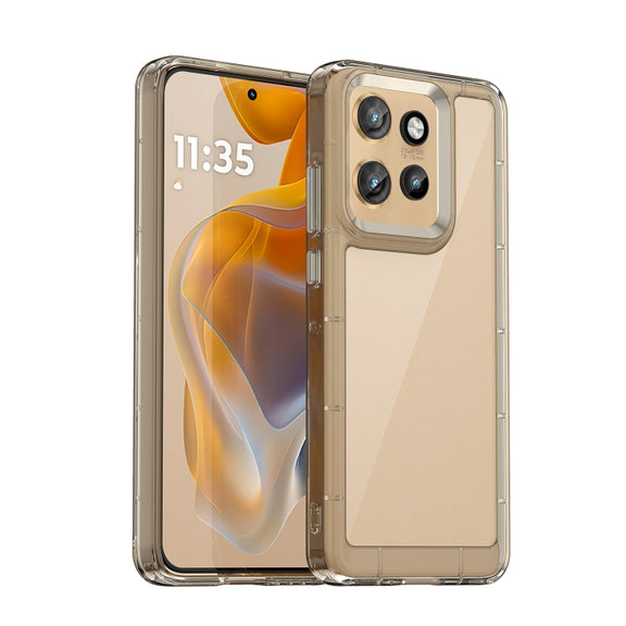 For Motorola Edge 50 Neo Colorful Series Acrylic Hybrid TPU Phone Case(Transparent Grey)