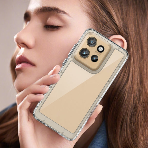 For Motorola Edge 50 Neo Colorful Series Acrylic Hybrid TPU Phone Case(Transparent)