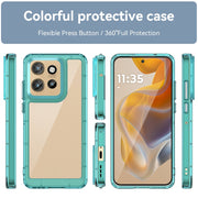 For Motorola Moto S50 Colorful Series Acrylic Hybrid TPU Phone Case(Transparent Blue)